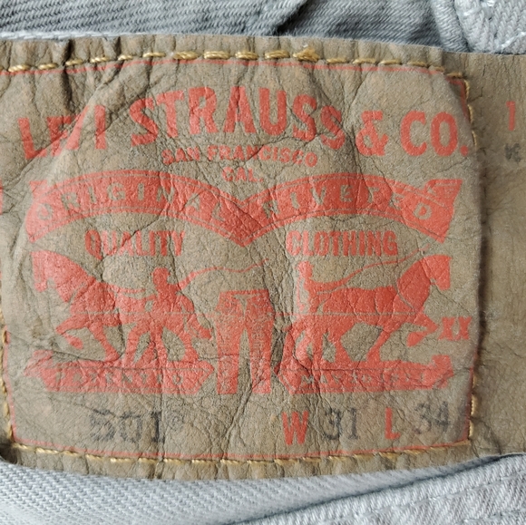 Levi's 501 W31 L34 Grey Mens Jeans Buttonfly - Picture 5 of 6